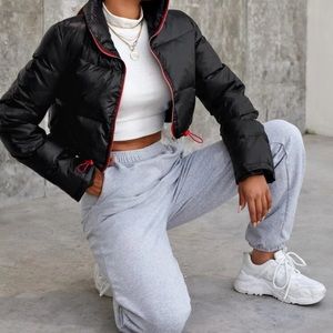 Black and red Puffer jacket